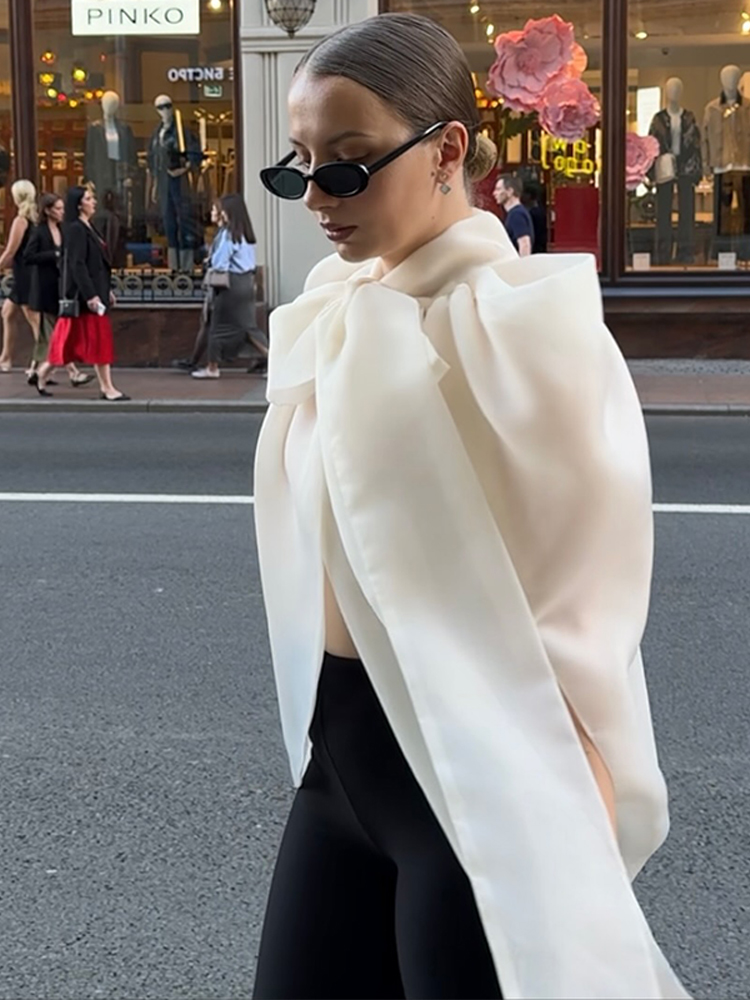 Wrap Blouse Chiffon - 패션 여성 탑 민소매 리본 하이