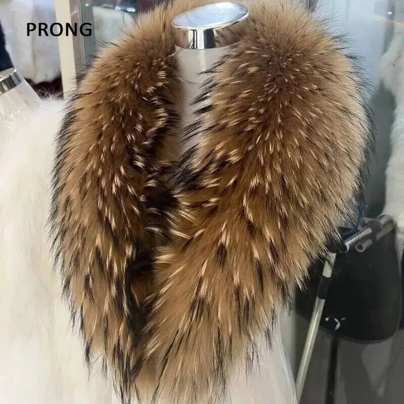 Women'S Fashion Essentials - 자연 너구리 모피 칼라 리얼 모피