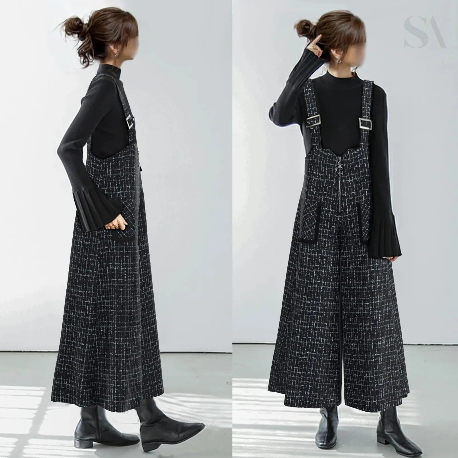 Women'S Fashion Utility Pants - 일본식 빈티지 유틸리티 와이드 레그 오버올