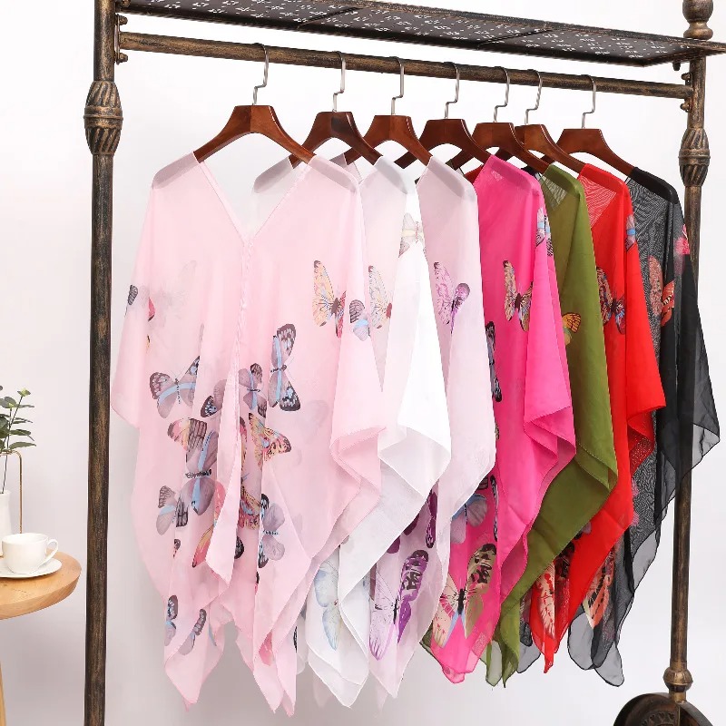 Wrap Blouse Chiffon - 여성 자외선 차단 숄 사이클링 레이디