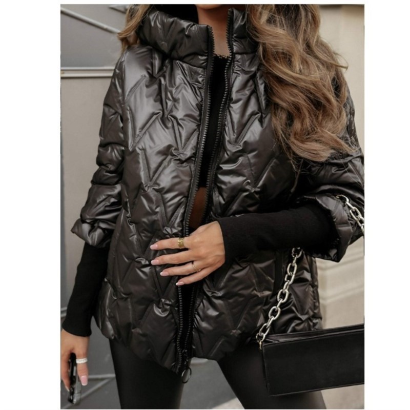 Women'S Fashion Quilted Jacket - 여성용 스트리트 패션 후드 퀼팅 코트