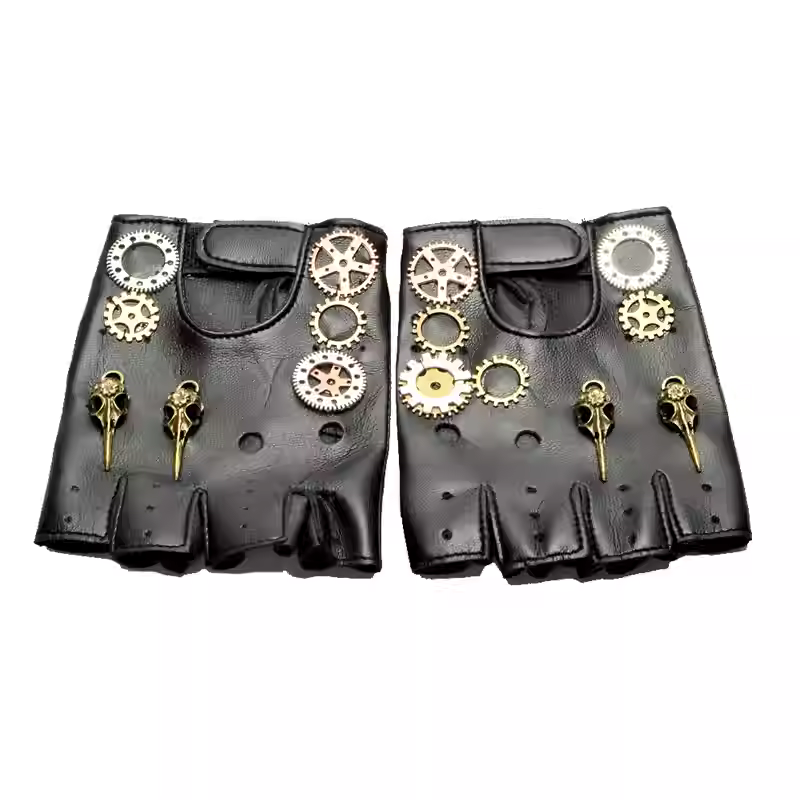Women Fashion Gloves - Steampunk PU 가죽 핑거리스 나침반 장갑