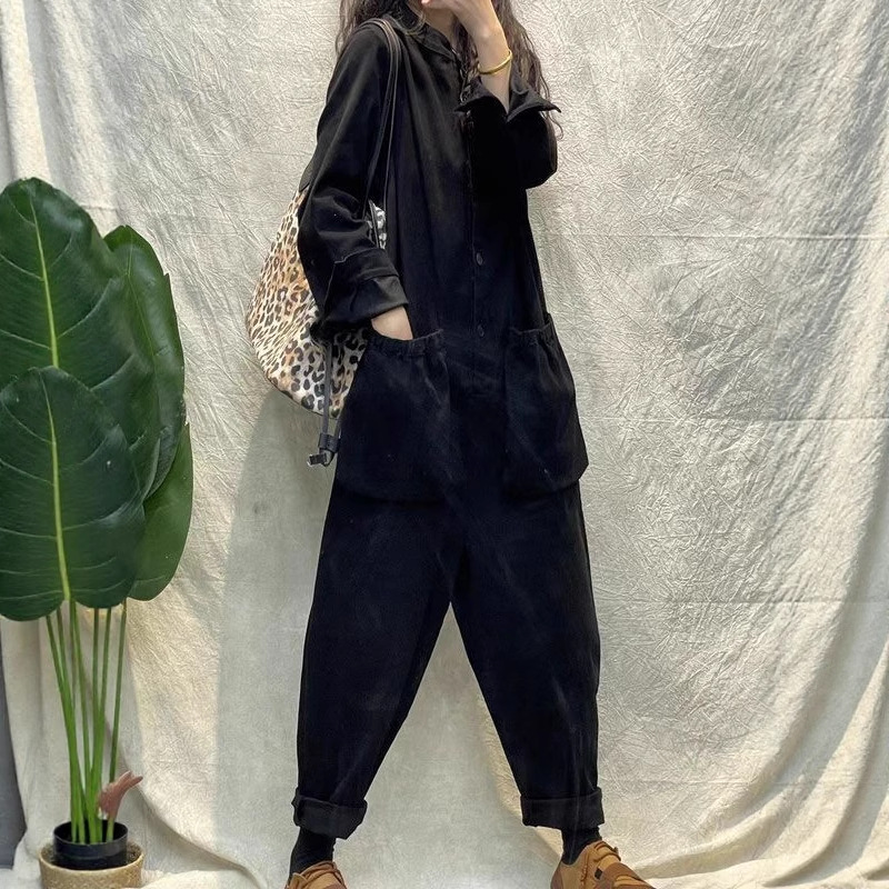 Women'S Fashion Utility Pants - 캐주얼 여성 점프수트 카고 루즈 와이드