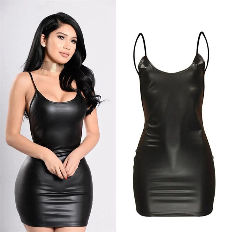 Bodycon Dress Women - 핫셀 플러스 사이즈 블랙 인조 가죽