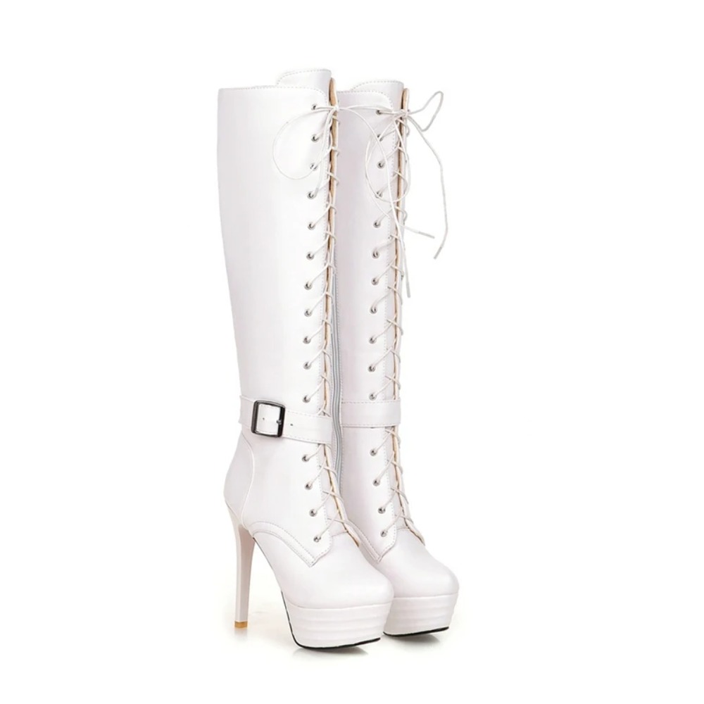 Women'S Fashion Riding Boots - 여성용 니하이 부츠 패션 레이스업 지퍼