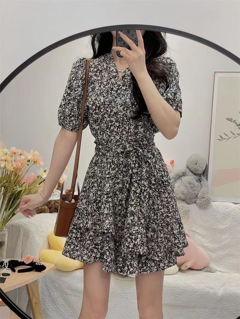 Wrap Blouse Chiffon - 리틀 데이지 바디콘 여성용 드레스, 퍼프