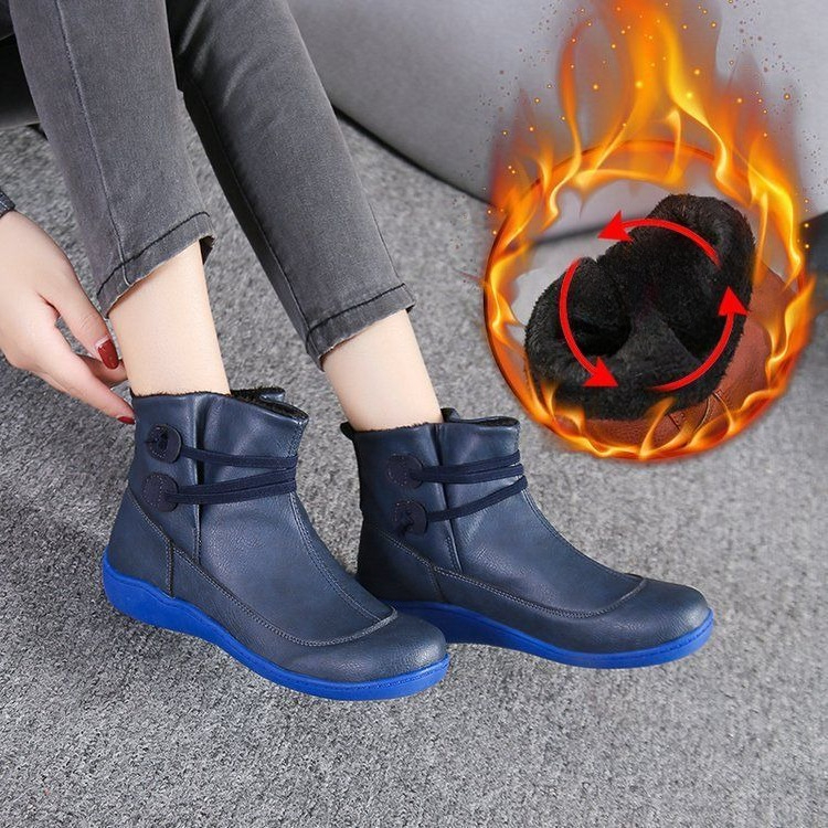 여성 빈티지 라운드 토 PU 가죽 슬립온 앵클 부츠 레 - Women'S Fashion Riding Boots 리뷰 및 가격