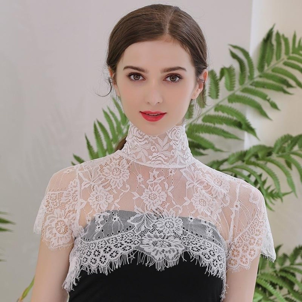 탈부착 가능한 숄 랩 가짜 칼라, 우아한 자수 시폰 블 - Wrap Blouse Chiffon 리뷰 및 가격