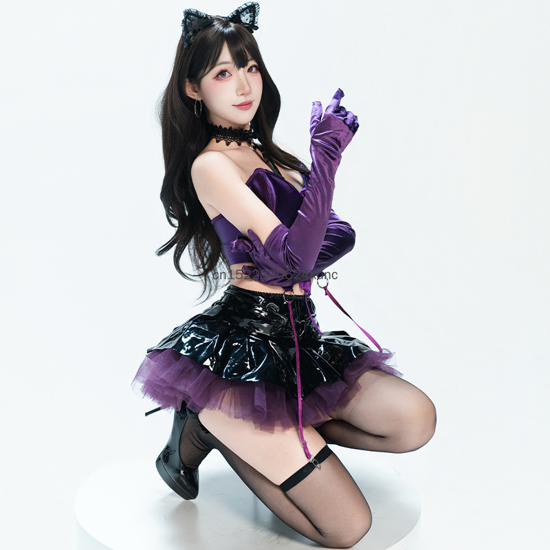 섹시한 꼬마 악마 코스프레 의상 패션 코르셋 크롭탑과  - Women Fashion Gloves 리뷰 및 가격