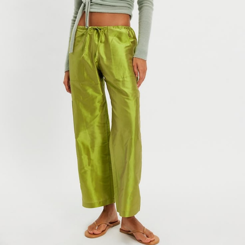 여성 Y2K 메탈릭 샤이니 카고 팬츠 엘라스틱 드로스트 - Women'S Fashion Utility Pants 리뷰 및 가격