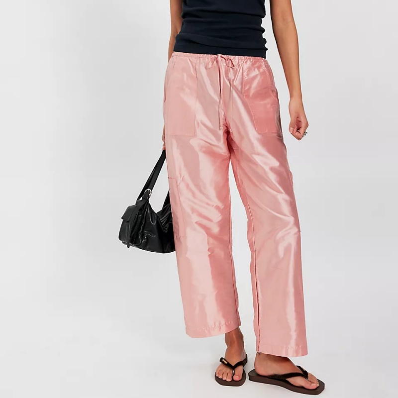 여성 Y2K 메탈릭 샤이니 카고 팬츠 엘라스틱 드로스트 - Women'S Fashion Utility Pants 리뷰 및 가격