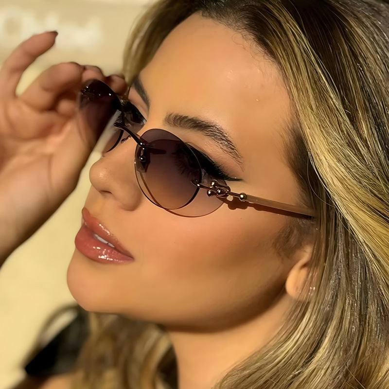 새로운 금속 프레임리스 타원형 여성 선글라스 럭셔리 브 - Women'S Fashion Reading Glasses 리뷰 및 가격