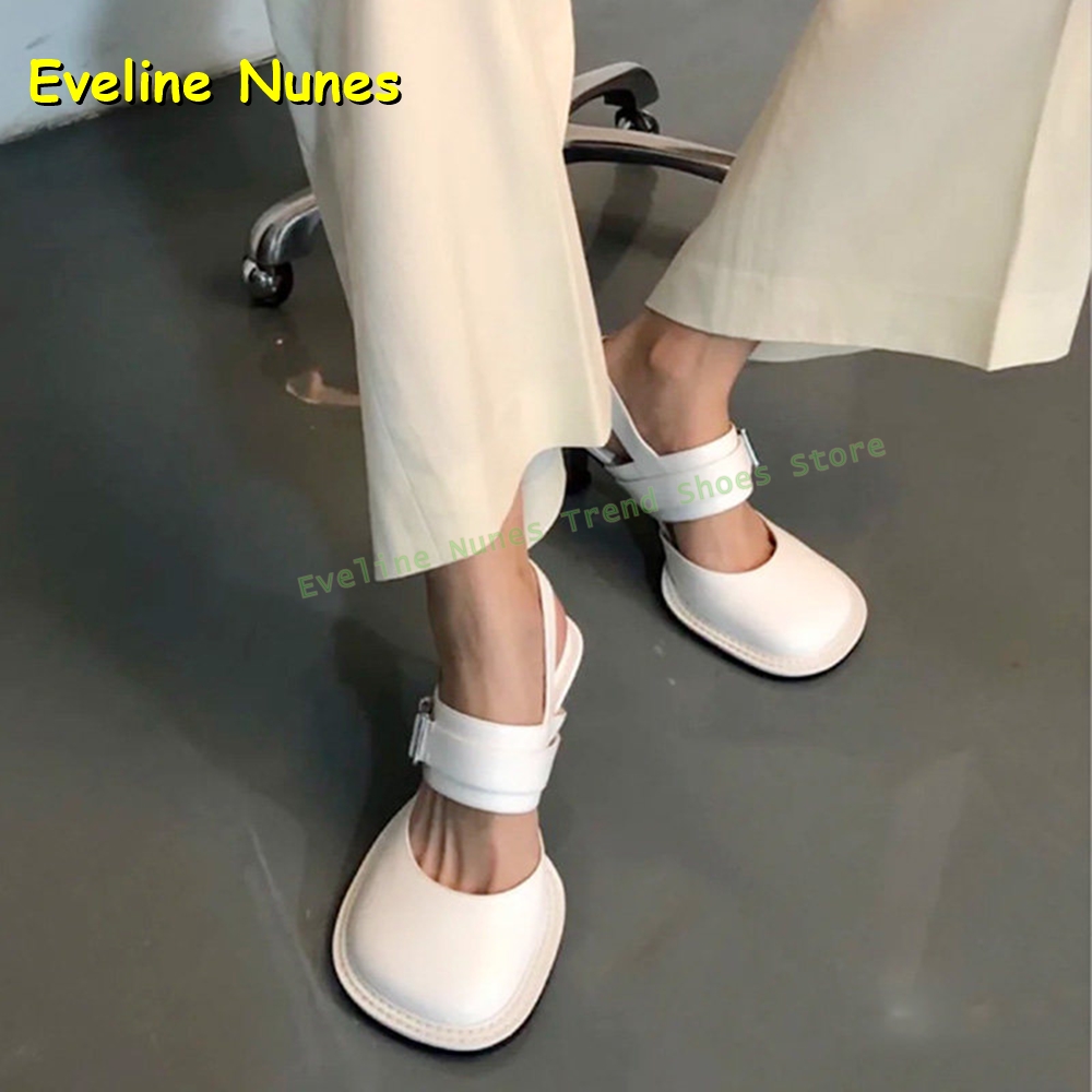 여성용 블랙 스퀘어 토 버클 슬링백 뮬 힐 두꺼운 밑창 - Women'S Fashion Sandals 리뷰 및 가격
