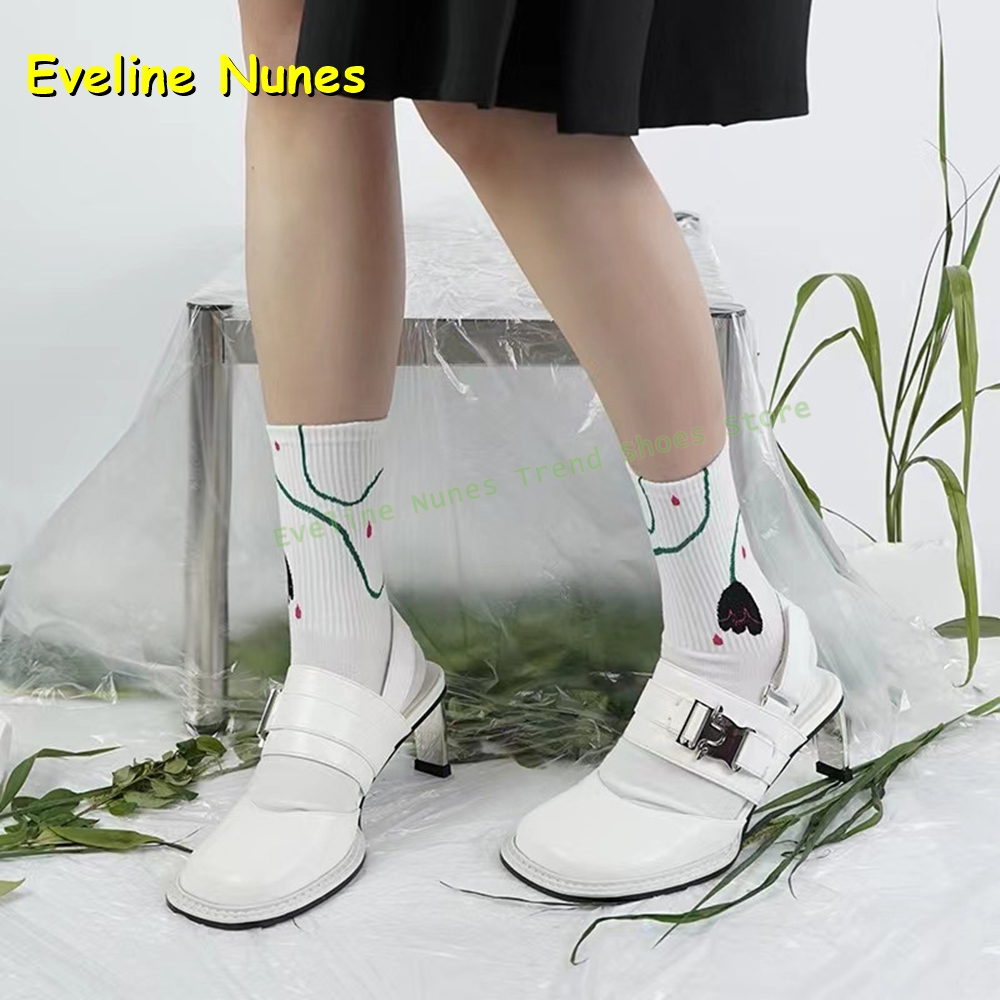 여성용 블랙 스퀘어 토 버클 슬링백 뮬 힐 두꺼운 밑창 - Women'S Fashion Sandals 리뷰 및 가격