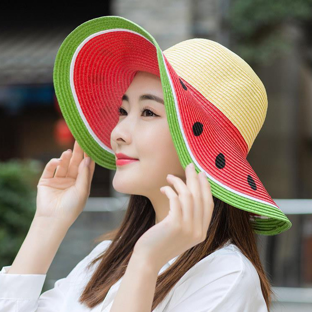 여아용 수박 밀짚모자 여름 와이드 브림 선캡 자외선 차 - Straw Hat Summer 리뷰 및 가격