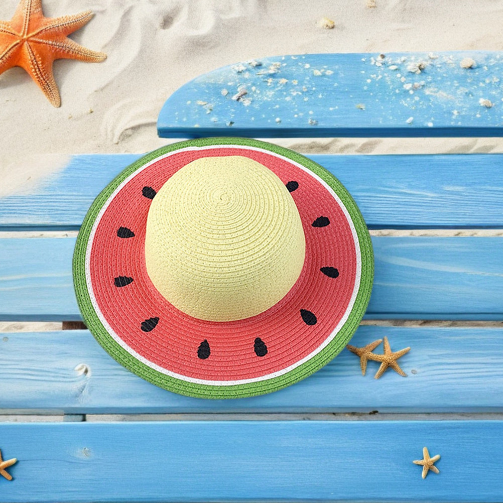 여아용 수박 밀짚모자 여름 와이드 브림 선캡 자외선 차 - Straw Hat Summer 리뷰 및 가격