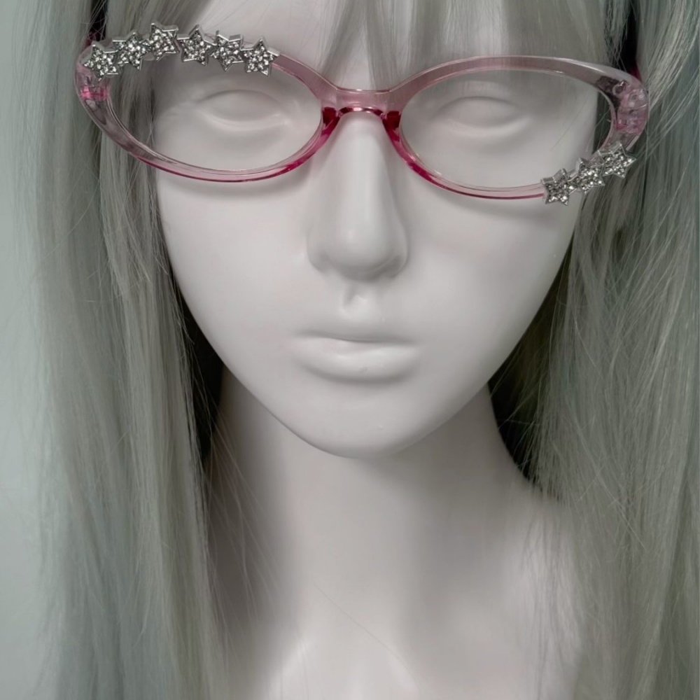 Y2K 스타 라인스톤 캣아이 장식 안경 고딕풍 스윗 코 - Women'S Fashion Eyewear 리뷰 및 가격