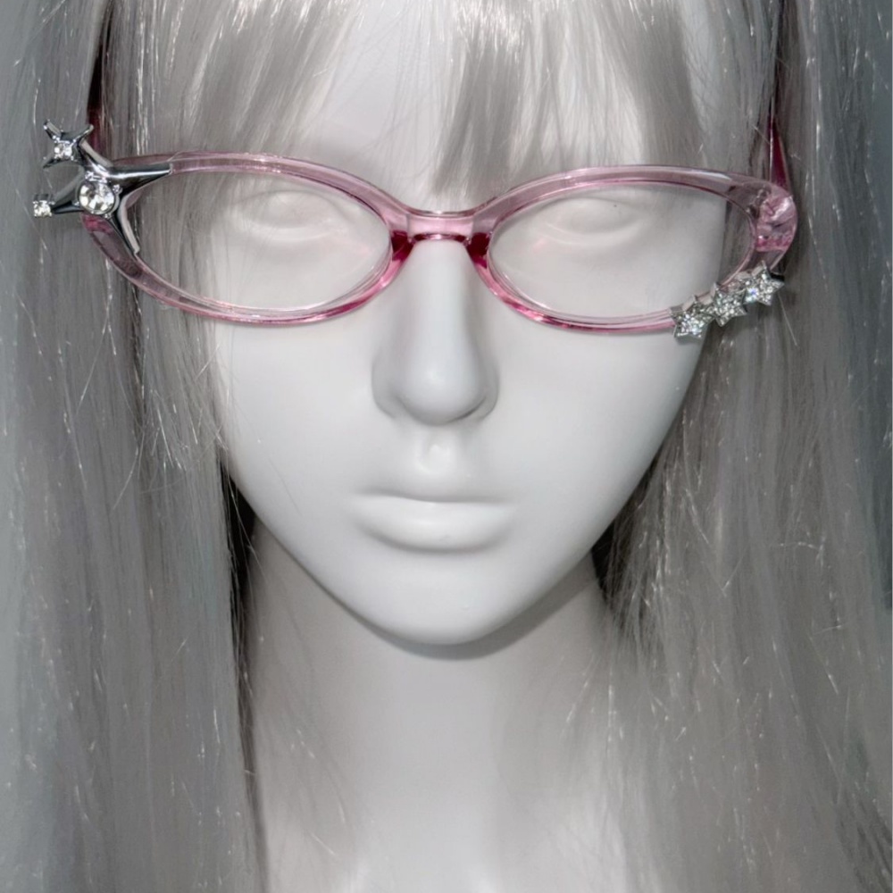 Y2K 스타 라인스톤 캣아이 장식 안경 고딕풍 스윗 코 - Women'S Fashion Eyewear 리뷰 및 가격
