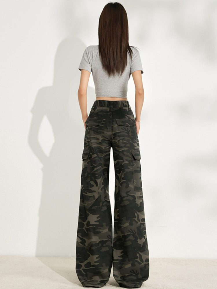 패션 카모플라주 여성 와이드 레그 하이웨이스트 데님 팬 - Women'S Fashion Utility Pants 리뷰 및 가격