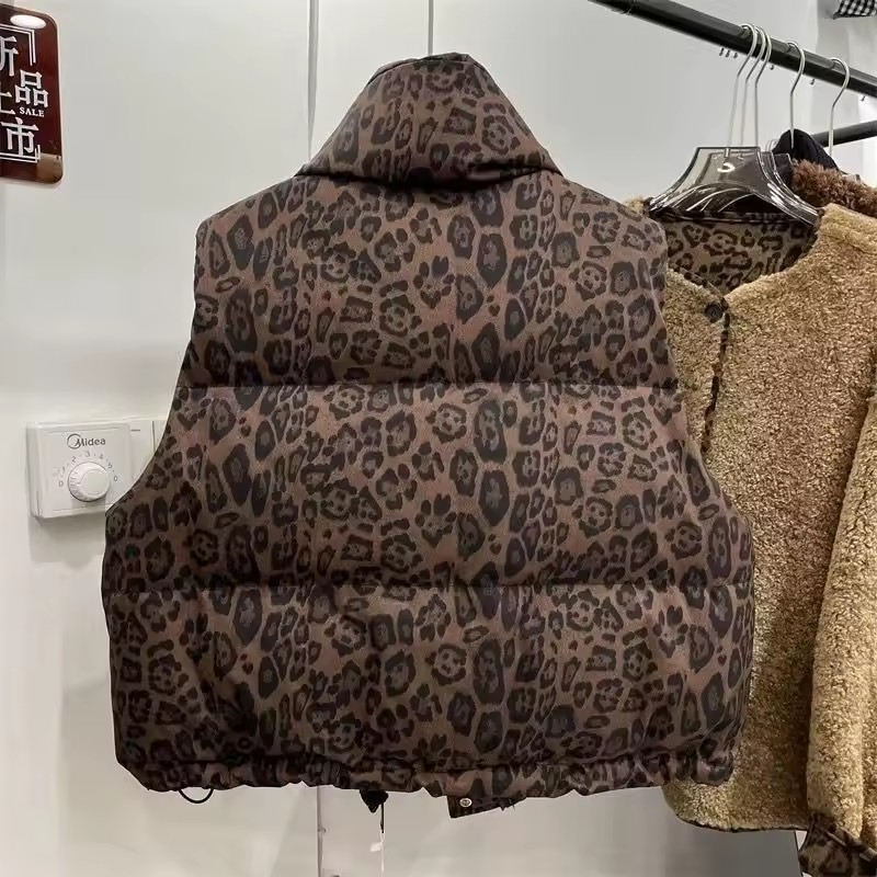 새로운 패션 누빔 레오파드 프린트 조끼 여성용 짧은 레 - Women'S Fashion Quilted Jacket 리뷰 및 가격
