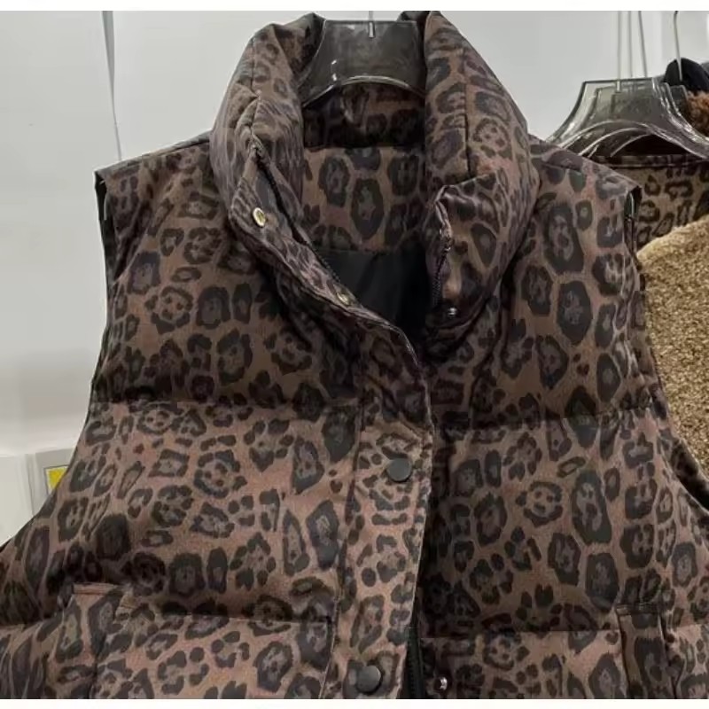 새로운 패션 누빔 레오파드 프린트 조끼 여성용 짧은 레 - Women'S Fashion Quilted Jacket 리뷰 및 가격