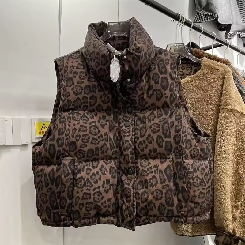 새로운 패션 누빔 레오파드 프린트 조끼 여성용 짧은 레 - Women'S Fashion Quilted Jacket 리뷰 및 가격