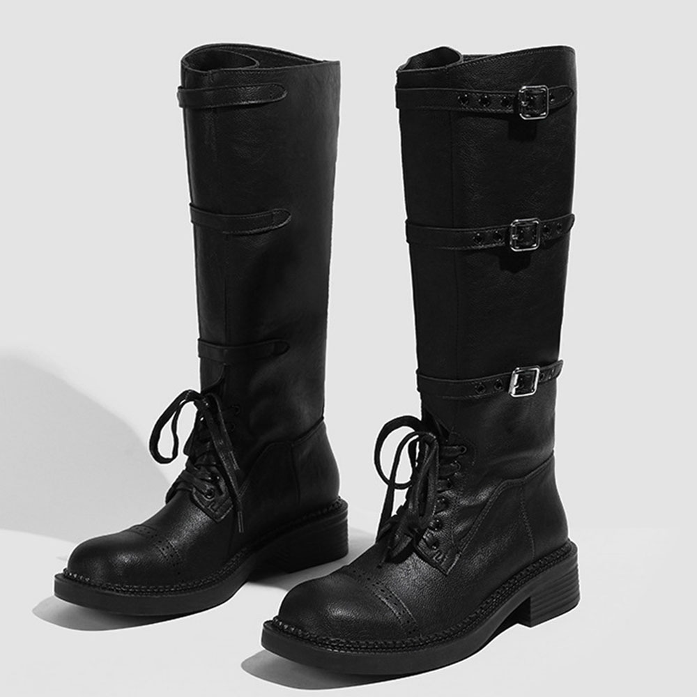 여성용 무릎 높이 부츠 빈티지 벨트 버클 디자인 여성용 - Women'S Fashion Riding Boots 리뷰 및 가격