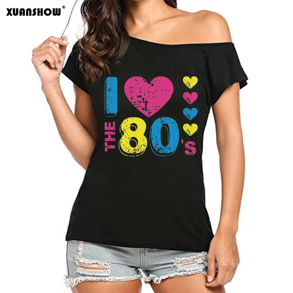 여름 패션 여성용 오프숄더 티셔츠 반소매 80년대 스타 - Women'S Fashion In The 80S 리뷰 및 가격