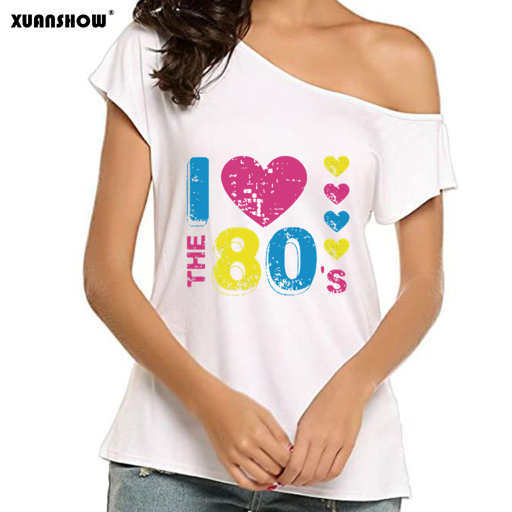여름 패션 여성용 오프숄더 티셔츠 반소매 80년대 스타 - Women'S Fashion In The 80S 리뷰 및 가격