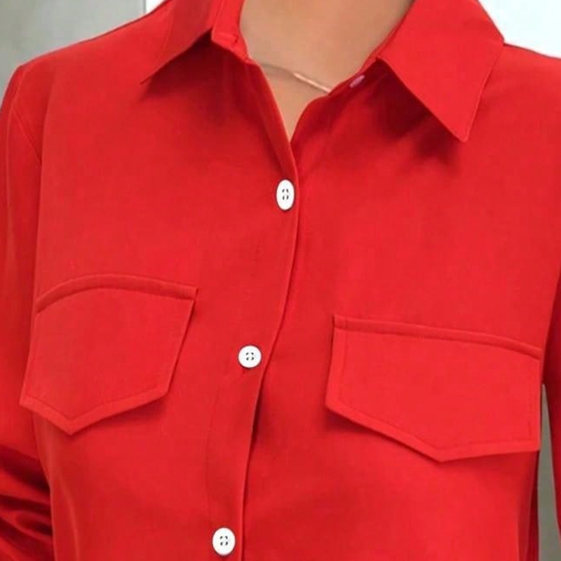 플러스 사이즈 여성 캐주얼 솔리드 컬러 블라우스 라펠  - Women'S Fashion Essentials 리뷰 및 가격