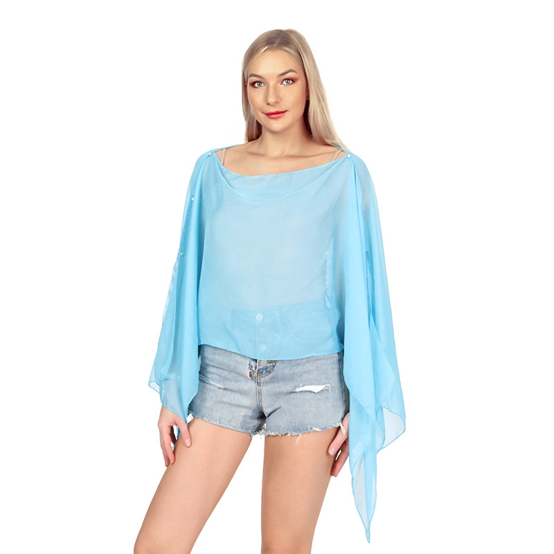 여성 태양 보호 목도리 사이클링 레이디 여름 쉬폰 티셔 - Wrap Blouse Chiffon 리뷰 및 가격