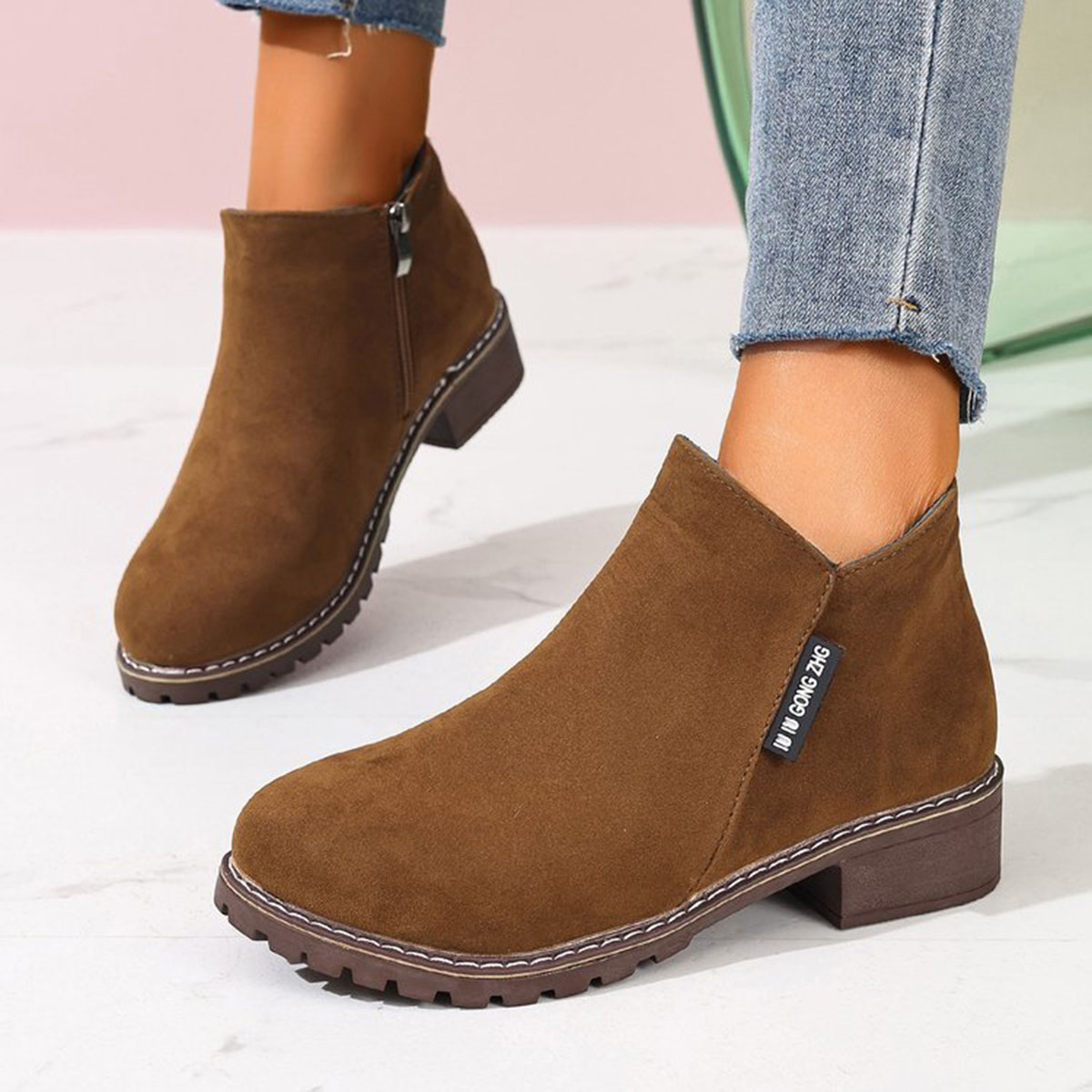 여성 가을 겨울 앵클 부츠 사이드 지퍼 청키 힐 편안하 - Women'S Fashion Riding Boots 리뷰 및 가격