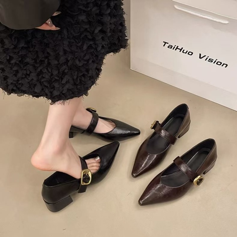 새로운 부드러운 밑창의 낮은 굽 여성용 신발, 뾰족한  - Women Fashion Simple 리뷰 및 가격