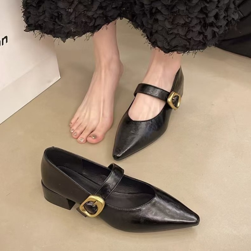 새로운 부드러운 밑창의 낮은 굽 여성용 신발, 뾰족한  - Women Fashion Simple 리뷰 및 가격