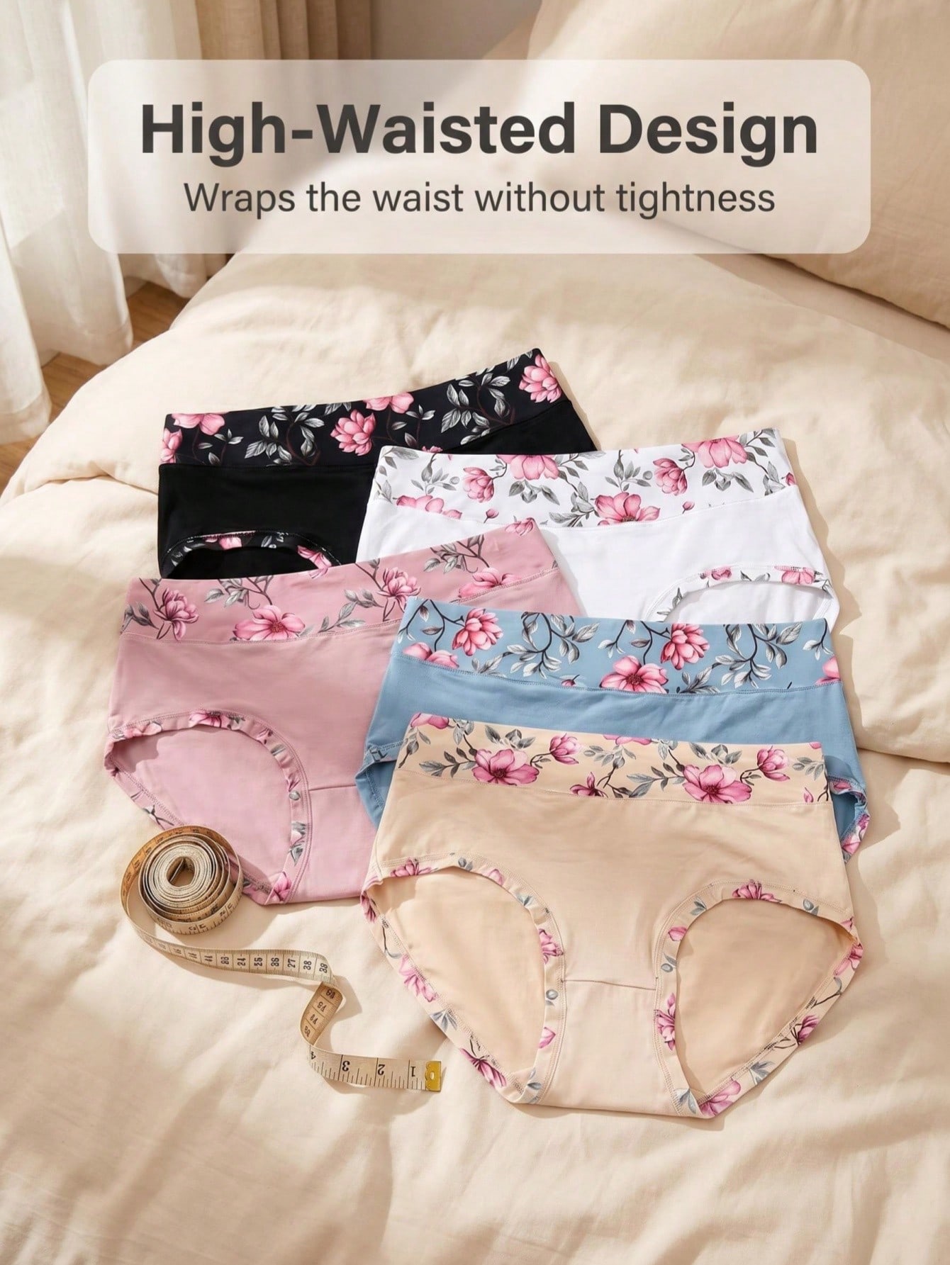 5PCS 플러스 사이즈 여성용 꽃무늬 팬티, 중간 허리 - Women'S Fashion Trends 리뷰 및 가격