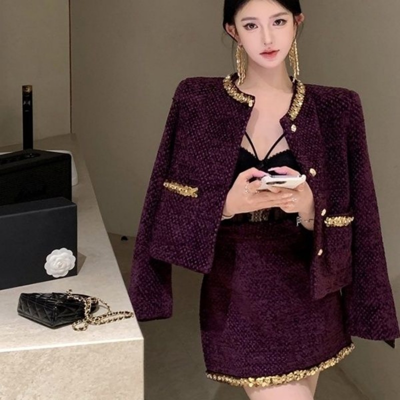새로운 패션 스팽글 가을 겨울 투피스 세트 여성용 스몰 - Women'S Fashion Essentials 리뷰 및 가격