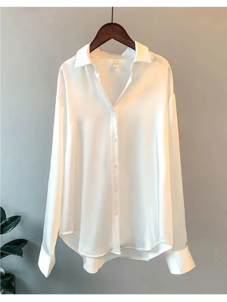 플러스 사이즈 캐주얼 여성 실크 셔츠 2025 새로운  - Women'S Fashion Essentials 리뷰 및 가격
