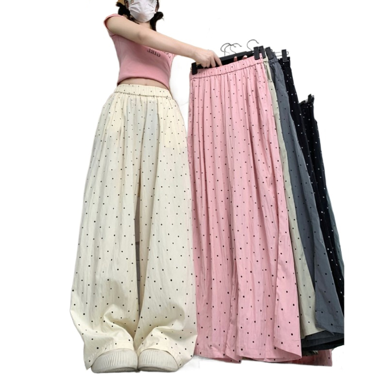 슬리핑 팬츠 여성 바지 폴카 도트 무지 패셔너블 스트레 - Women'S Fashion Pajamas 리뷰 및 가격