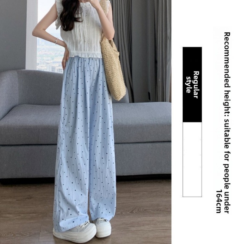 슬리핑 팬츠 여성 바지 폴카 도트 무지 패셔너블 스트레 - Women'S Fashion Pajamas 리뷰 및 가격