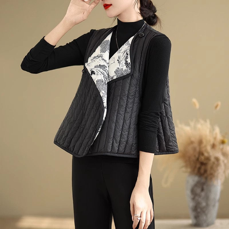 여성용 면 조끼 재킷 가을 겨울, 중국 스타일 수묵화  - Women'S Fashion Quilted Jacket 리뷰 및 가격