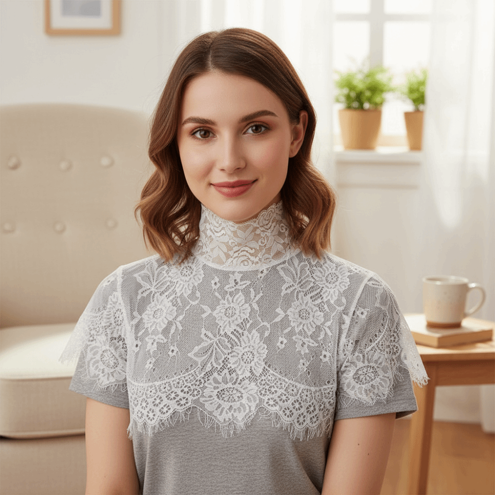 숄 랩 탈부착 가능한 가짜 칼라 자수 시폰 크로셰 블라 - Wrap Blouse Chiffon 리뷰 및 가격
