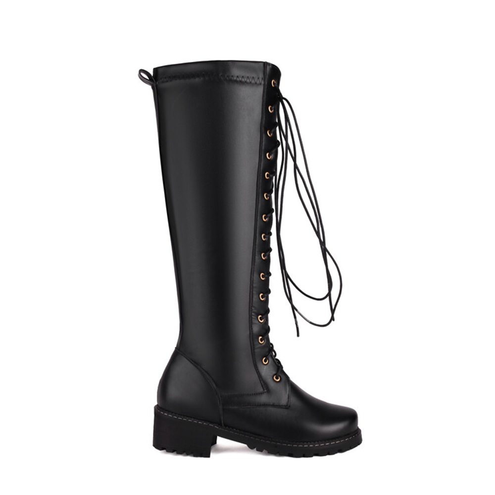 사이즈 33-50 여성 가죽 니하이 부츠 블록 힐 앞면 - Women'S Fashion Riding Boots 리뷰 및 가격