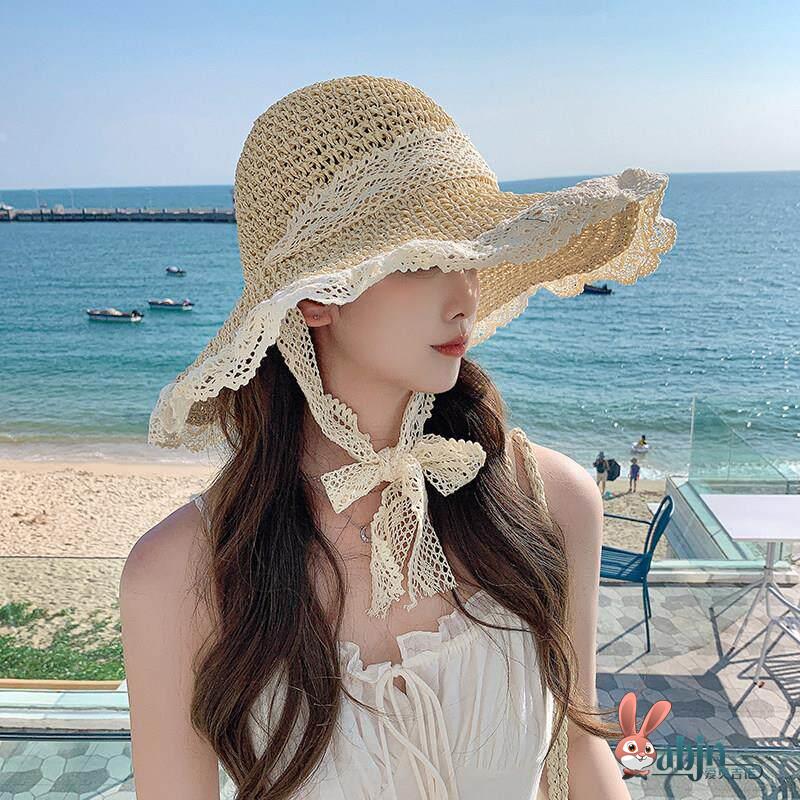 여름용 여성용 밀짚 모자, 컷아웃 디자인, 리본 장식, - Straw Hat Summer 리뷰 및 가격