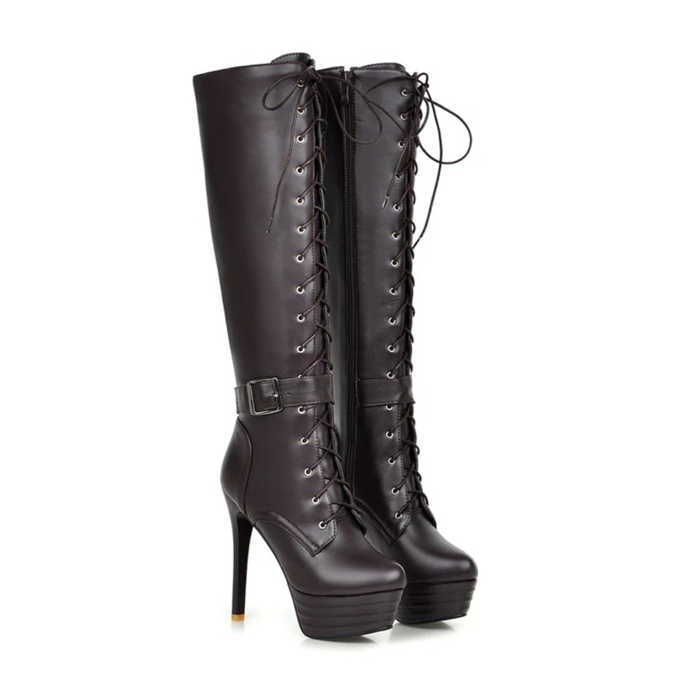 여성용 니하이 부츠 패션 레이스업 지퍼 모던 여성 겨울 - Women'S Fashion Riding Boots 리뷰 및 가격