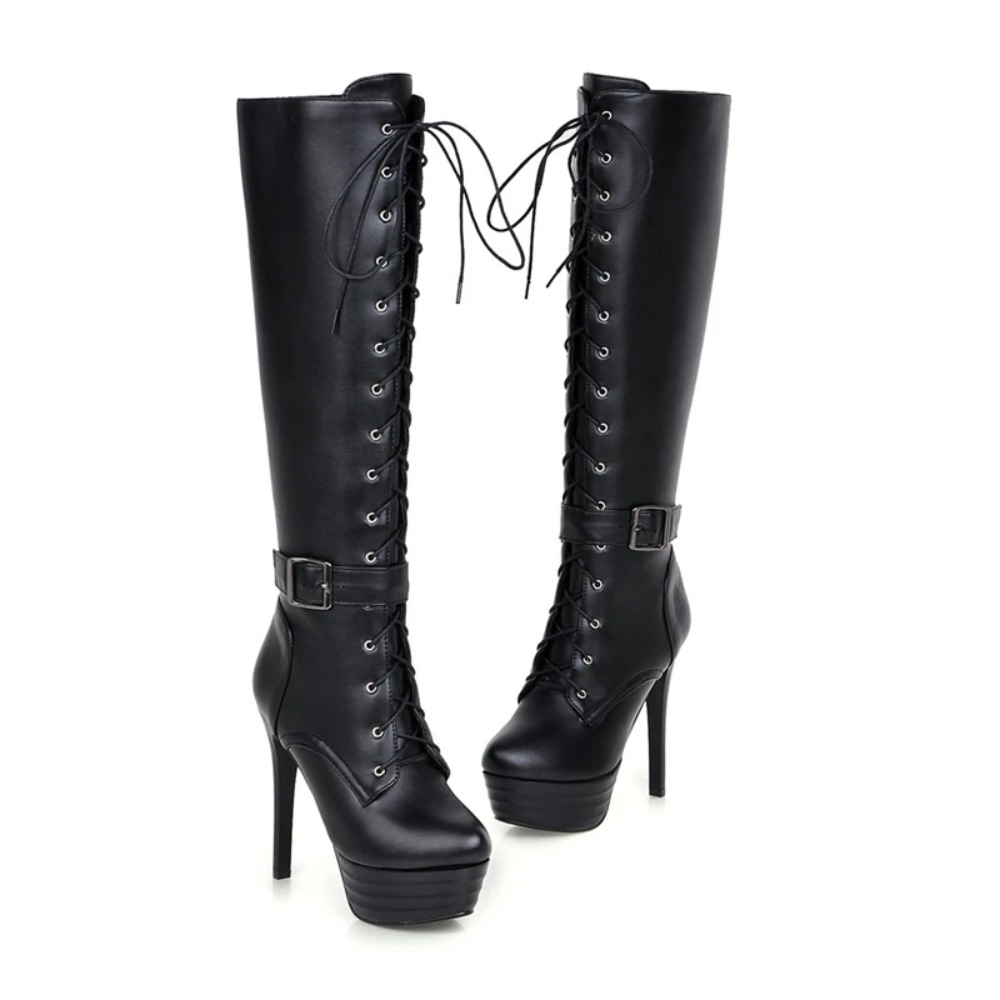 여성용 니하이 부츠 패션 레이스업 지퍼 모던 여성 겨울 - Women'S Fashion Riding Boots 리뷰 및 가격