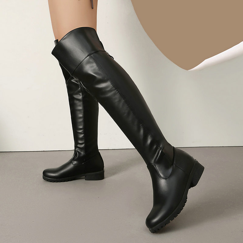 여성 니하이 부츠 뒷지퍼 플랫 낮은 굽 라운드 토 롱  - Women'S Fashion Riding Boots 리뷰 및 가격