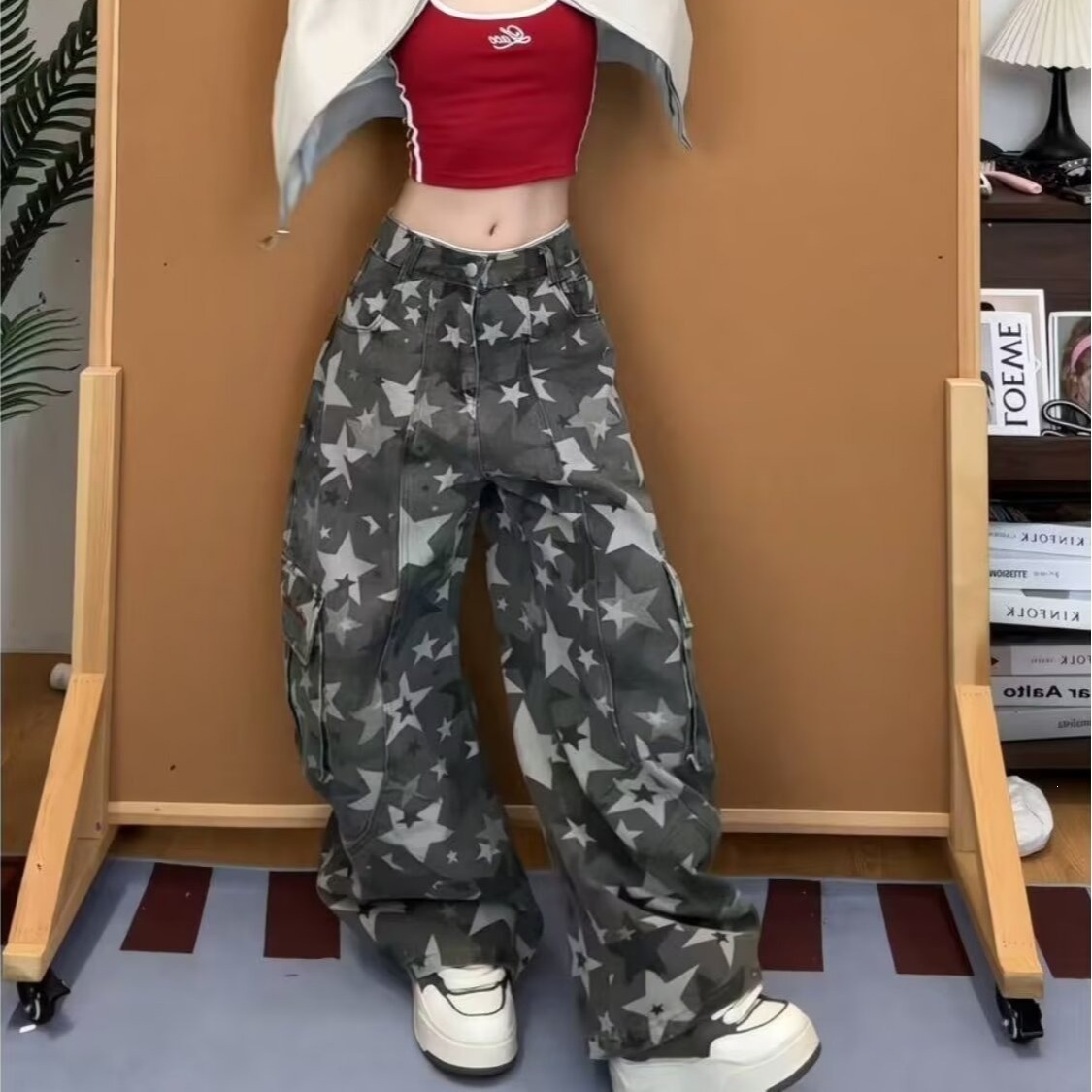 여성 카모 카고 팬츠 하이웨이스트 루즈핏 스트레이트 레 - Women'S Fashion Utility Pants 리뷰 및 가격