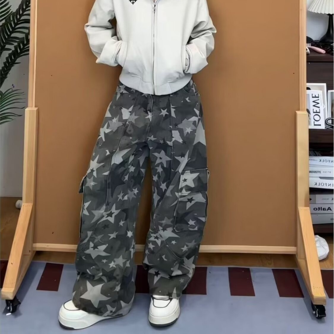 여성 카모 카고 팬츠 하이웨이스트 루즈핏 스트레이트 레 - Women'S Fashion Utility Pants 리뷰 및 가격