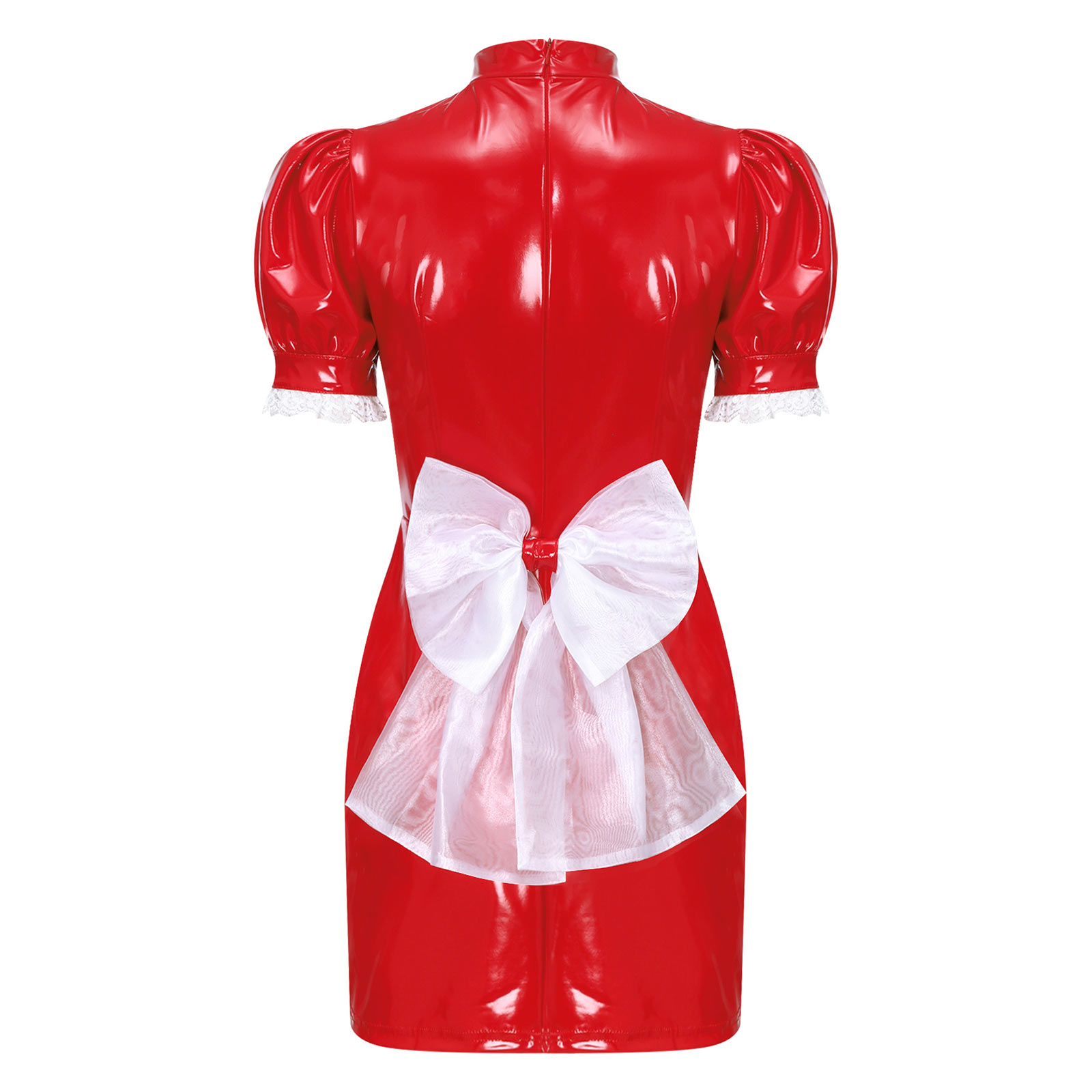 여자 할로윈 메이드 유니폼 광택 PU 레이스 트림 앞치 - Bodycon Dress Women 리뷰 및 가격