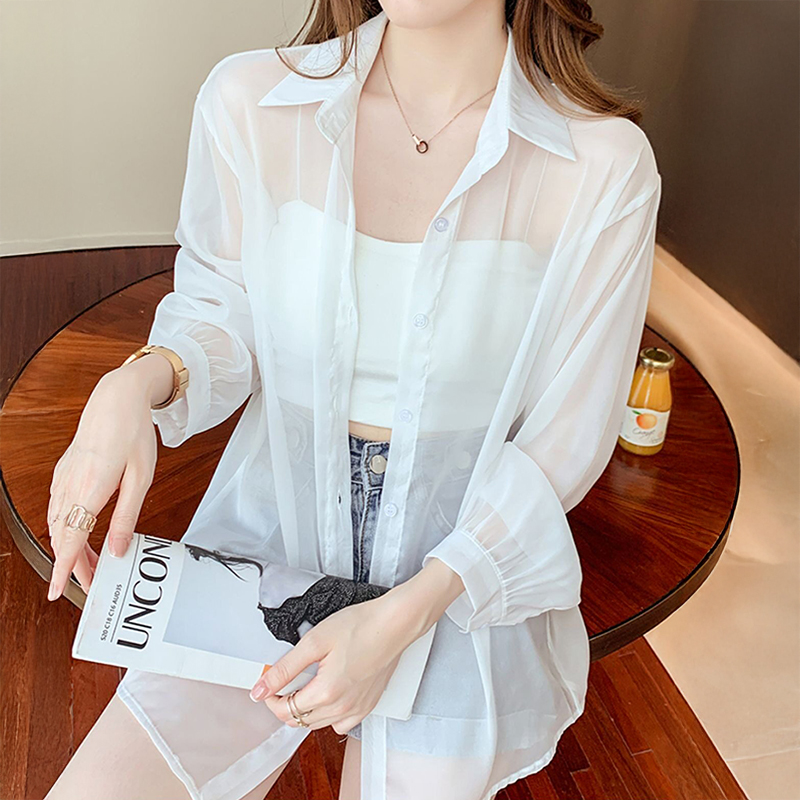 타이백 버튼다운 셔츠 여성용 세미 시스루 쉬폰 긴팔 칼 - Wrap Blouse Chiffon 리뷰 및 가격